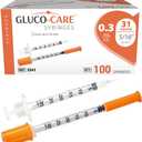 GLUCO-CARE 0.3 ml/cc Syringes 31G x 5/16 (8mm), Orange Cap, Box of 100 pcs