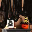 RunNico 500" x 85" Halloween Creepy Cloth - Black Halloween Spooky Fabric Cloth - Large Creepy Spooky Halloweens Decorations for Haunted House Window Backdrops Garden Party