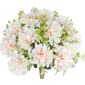 3 Pcs Artificial Flowers for Outdoors Faux Geraniums Bush UV Resistant Artificial Topiary Potted Silk Flowers Outdoor for Planters Hanging Basket Front Porch Garden Patio Decor Champagne Pink