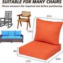 22X24-2set,Outdoor Chair Cushions, 30D High-Density Foam Patio Chair Cushions, Water-Resistant UV 2000H Color Fastness Outdoor Seat Cushions for Patio Furniture Sofa,Orange