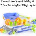 Dimple Garden Wagon & Tools Toy Set Premium 15 Pcs Kids Gardening Tools & Wagon Toy Set - Sturdy & Durable - Top Yd, Beach, Sand, Garden Play Set - Great for Kids & Toddlers (Blue)