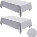 Fitable Faux Linen Tablecloths for Rectangle Tables: Water & Stain Resistant Farmhouse Table Cloth, Washable Burlap Textured Table Covers for Kitchen Dining Party(2 Pack, 60x84 Inch, Light Grey)