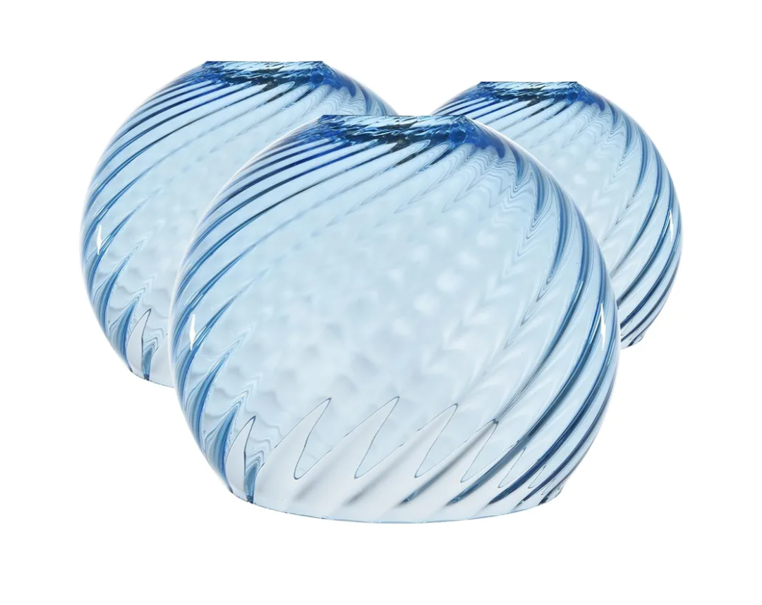 3-Pack Blue Ripple Glass Globe Cover for Ceiling Fixture Replacement, E26 Base 1-5/8 Inch Fitter, Globe Cover for Ceiling Wall Fixtures Lamp Posts or Streetlights