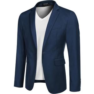 COOFANDY Mens Sport Coat Casual Blazer One Button Business Suit Jacket (XX-Large, Blue)