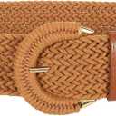 Women Wide Woven Belt for Dresses Fashion Rattan Braided Waist Belt Straw Raffia Boho Belt for Jeans (Fits waist size 25"-29")