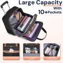 Ytonet Rolling Laptop Bag, 17.3 Inch Rolling Briefcase for Women, Water Resistant Computer Bag with Wheels for Work Travel College Business Overnight Wife Mom Teacher, Black Brown, Large
