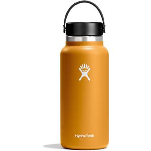 Hydro Flask Water Bottle - Insulated Stainless Steel - Wide Mouth Flex Lid, Non Spill, Leakproof and Refillable in 32 Oz Fossil Brown