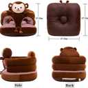 Baby Support Seat, Cute Baby Sofa Chair for Sitting Up, Comfy Plush Infant Seats (Monkey,W17.5 x H17.5)