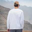 ZVX Heavy-Duty Pure Cotton Casual Long Sleeved T-Shirt for Men's Autumn Fashion Brand Contrasting Color T-Shirt (White, XL)