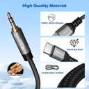USB C to 3.5mm Aux Cable with 60W Fast Charging, 2 in 1 Type C to 3.5mm Car Stereo Aux Jack Cable with PD 60W USB C Charger Cord 5 FT, Compatible with iPhone 16/15/Pro, Galaxy S24/S24+/S23 Ultra &