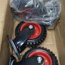 POWERTEC 6 Inch Caster Wheels Set of 4, Heavy Duty Swivel Plate Casters with Rubber Knobby Tread for Workbench, Dolly, Cart, Trolley, Wagon and Chicken Coop, Large Rubber Castor Wheels (17050-P4)