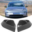 Compatible with Tesla Model Y Juniper Mirror Guard Covers 2025 2026, 2PCS Left & Right Side Rearview Mirror Protector Cap for Tesla Model Y Juniper Accessories (Glossy Carbon Fiber Pattern)