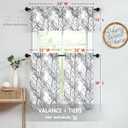 FMFUNCTEX Window Valance Curtains Yellow Grey Tree Branch Print on Semi Sheer White Short Valance for Kitchen Bathroom Rod Pocket Window Treatment 1 Panel, 50 x 15 Inches