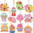 IcyeeCha 12Pcs Candyland 5d Diamond Painting Kits Colorful Candy Lollipop Donut Make Your Own Gem Keychains Sweet Dessert DIY Paint by Numbers Party Favors Gift for Birthday Baby Shower Sweet Shop