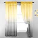 KOUFALL 63 Inch Length Yellow and Grey Sheer Curtains 2 Panels Set Window Curtains for Bedroom Kitchen Decor,Bright Yellow and Light Gray