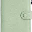 RFID Blocking Passport Wallet for Women, Slim Leather Passport Holder, Compact Travel Wallet with Zippered Coins Pocket and SIM Slots, Ladies Passport Cover (Light Green)
