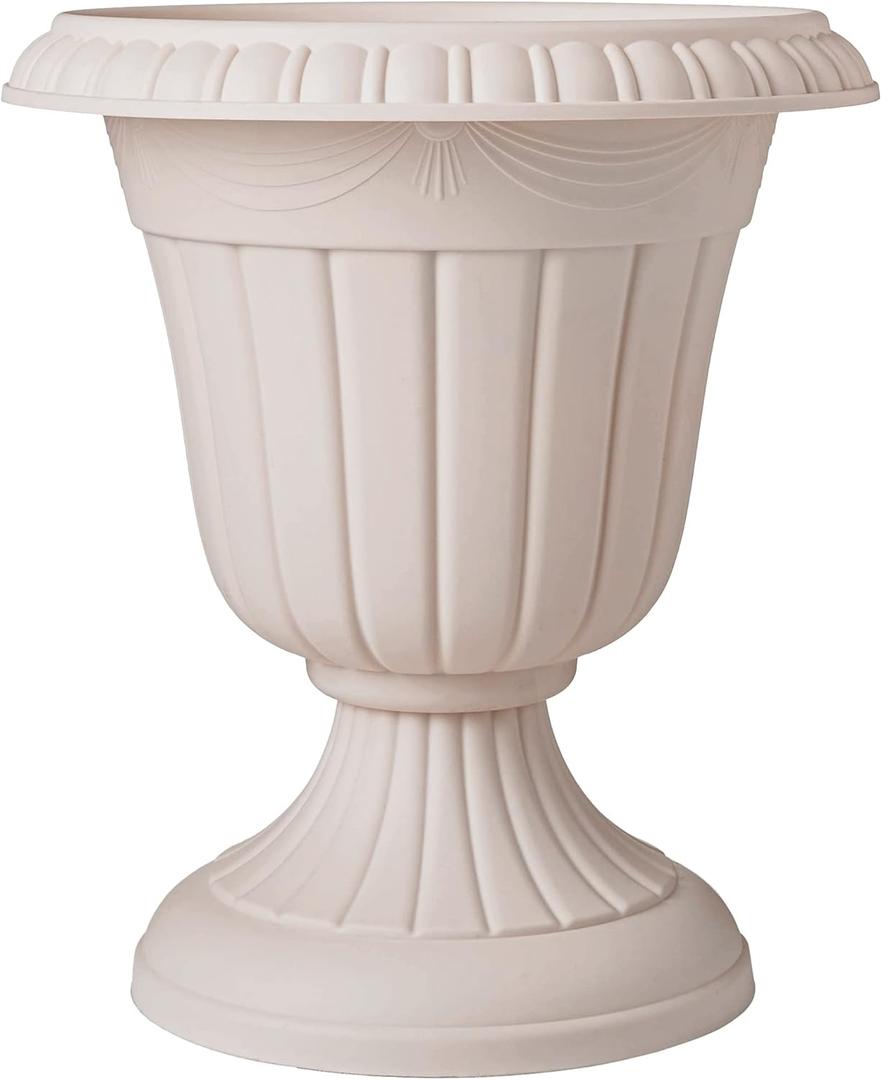 Arcadia Garden Products PL20TP Classic Traditional Plastic Urn Planter Indoor/Outdoor, 10" x 12", Taupe, 2 Pack