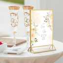 MaxGear 5x7 Gold Acrylic Sign Holder 6 Pack, Gold Table Number Holders, Mini Frames Double Sided Acrylic Picture Frames Photo Stand, Clear Menu Flyer Stand for Wedding, Home, Restaurant
