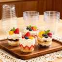 5 oz Dessert Cups with Lids and Spoons, 250 Pack Mini Transparent Appetizer Cups, Square Dessert Shooters Round Goblet Cups for Parfait Fruit Ice Cream Cake