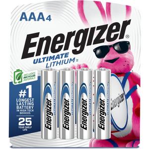 Energizer Ultimate Lithium AAA Batteries (4 Pack), Lithium Triple A Batteries