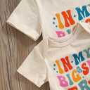 MERSARIPHY Big Sister Little Sister Matching Outfits Toddler Baby Girl Short Sleeve Romper T Shirt Sibling Summer Clothes Set (Beige, Kid 1-2T/Baby 0-3M)