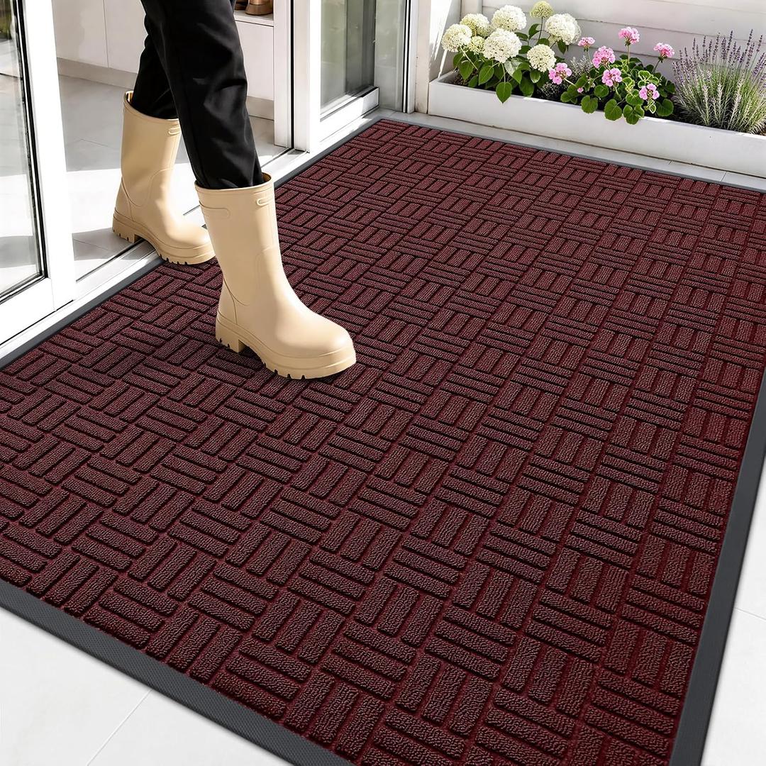 OLANLY Front Door Mat Outside Entrance 59x34, Heavy-Duty Rubber Doormat
