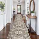 Washable 3x25 Long Hallway Runner - Non-Slip Stain Resistant Kitchen Rug Distressed Mats Low Plie Soft Ultra Thin Room Floor Carpet for Living Room Dining Room(Beige,3x25)