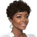MOONSHOW Short Pixie Cut Wigs for Black Women Dark Brown Short Curly Pixie Wigs Brown Curly Wigs for Black Women Synthetic Pixie Haitcut Wig (6 Color)