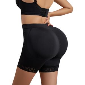 Women Bigger Butt Enhancer Butt Lifter Padded Lace Shapewear Control Panties Seamless Thicker Fake Buttock Underwear (Black, L)