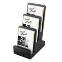 DOSTATNI 3-Tier Pine Wood Literature Holder Black Trifold Brochure Organizer Countertop Book Display Rack Pamphlet Display Stand Flyer Holder Literature Holder for Magazine Booklets Pamphlet Menu