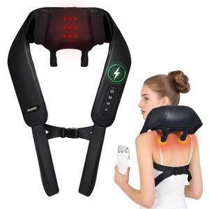 Joyset Neck Massager with Heat, Cordless Shiatsu Neck Massager for Pain Relief Deep Tissue, 6D Kneading Shiatsu Massager for Neck, Shoulder, Back, Gifts for Dad Mom Friend (Black)