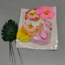 13 Pieces Flamingo Cake Toppers Summer Cake Decoration with Cute Pink Flamingo Figures and Hibiscus Flower Palm Leaves for Tropical Hawaiian and Beach Themed Party Supplies