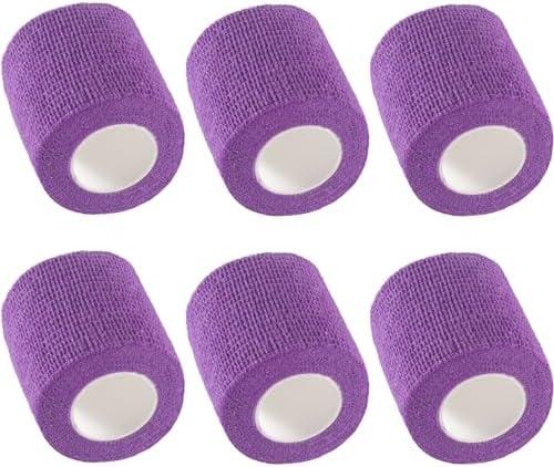 4-Pack Self Adhesive Bandage Wrap 2Inch x 5 Yards, Elastic Athletic Tape, Tattoo Grip Tape, Non Woven Medical Tape for First Aid, Sports, Wrist, Ankle, Vet Wrap for Pets (Purple)