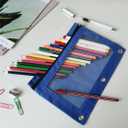 YoeeJob Binder Pouches for 3 Ring Binder, Pencil Pouch Pen Holder Case with Clear Window, Zipper Stationery Bag for School Class Office,24 Pack, Blue