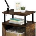 Furinno Jaya End Side Sofa Table/Nightstand with Door, Amber Pine/Black