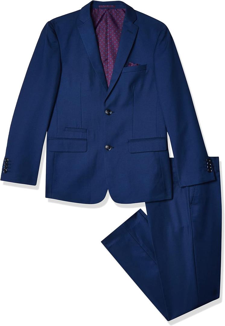 Isaac Mizrahi 2pc Slim Cut Wool Blend Suit Suit (12 Husky, Cobalt Blue)