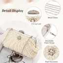 UBORSE Women Pearl Clutch Bag Noble Crystal Beaded Evening Bag Wedding Clutch with Pearl Chain (Cream-coloured)