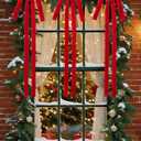 6 Pcs Long Velvet Christmas Swag Bows, 23.5"x15.5" Rustic Vintage Velvet Bows for Christmas Tree, Wreath, Staircase, Garland, Mantel and Door Decor (6, Red)