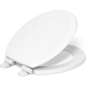 KOHLER Stonewood Quiet-Close, Round Toilet Seat Soft Close, Durable Wood, Easy Installation, Universal Fit, Home Essentials, White Finish, K-20467-0