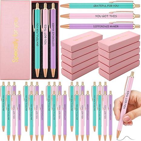 Tenceur 50 Pcs Cna Week Appreciation Gift Bulk Graduation Thank You Pen Gift with Box Cute Pastel Inspirational Ballpoint Pen Greeting Card for Women Team Coworker Volunteer Nurse Staff(Appreciate)
