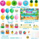 Beach Retirement Party Decorations, Aloha Party Decorations includes Happy Retirement Banner Hawaiian Backdrop and Hanging Swirls Honeycomb Centerpieces, for Aloha Decor