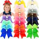 WillingTee 20Pcs 8" Large Cheer Bows for Girls Ponytail Holder Grosgrain Ribbon Cheerleading Bows Elastic Hair Tie Bands for Baby Girls School Colleage Teens Senior Cheerleader