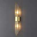2-Light Modern Brushed Titanium Gold Wall Sconce with Clear Glass Crystal Luxury Wall Light Fixtures for Bedroom Living Room Bathroom Vanity Mirror Light Fixtures Set of 2