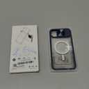 Clear Case Compatible with iPhone 14 Plus MagSafe with Sliding Lens Cover Protector, [Strong Magnets][Anti Yellow] Transparent Acrylic Back Soft TPU Frame iPhone 14 Plus 6.7" (Deep Blue)