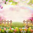 Dudaacvt 7x5ft Easter Backdrop Happy Easter Photography Backdrops Green Grass Photo Background Colorful Eggs Children Kids Adult Easter Party Backdrop