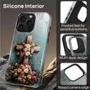 Case for iPhone 15 Pro Max, Magnetic Hybrid Shockproof Protective Phone Case with MagSafe Compatible Design, Floral Cross