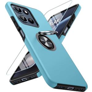 JAME for Motorola Moto G 2025/2026 Case, Moto G Play 2026 Case with Screen Protector, Dual Layer Military Grade Shockproof Cover with Ring Holder Stand Kickstand Protective Phone Cover, Sierra Blue