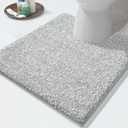 Yimobra Bathroom Rugs Mat, Extra Soft Comfortable Bath Rugs, Non-Slip, Water Absorbent and Thick Bathroom Floor Mats, Machine Washine, Shaggy Rugs for Shower Bathtubs, 24" x 20", Grey&White
