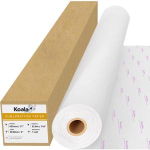 Koala Roll Sublimation Paper 17 inch Width and 110 Feet Length, 1 Roll 3'' Core 105gsm Wide Format Sublimation Heat Transfer Paper for Customize Any Present with Sublimation Blanks and Sublimation ink
