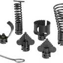 7-Piece Drain Auger Attachment Set for 1-3/16"(30MM) 4"-8"Pipes (Root Cutter, Butter Cutter & Spring Key) – Compatible with 1-1/4”, 1-1/2” & 6/5” Drain Cleaning Machines